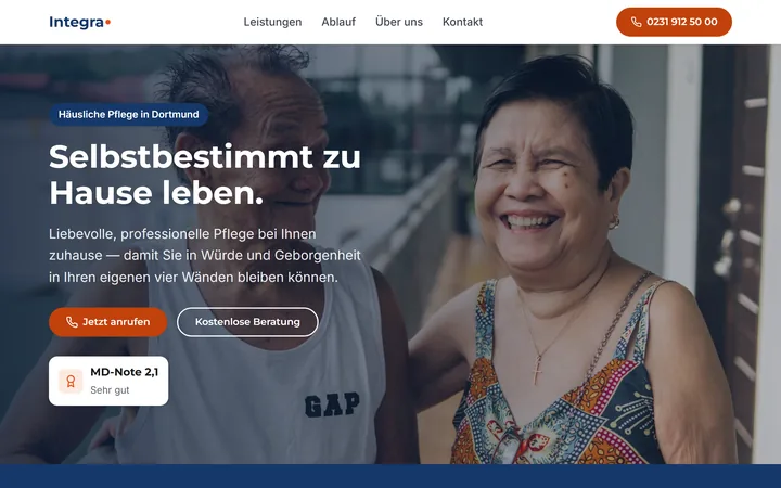 Redesign home page of Integra home-care (concept, not yet live)